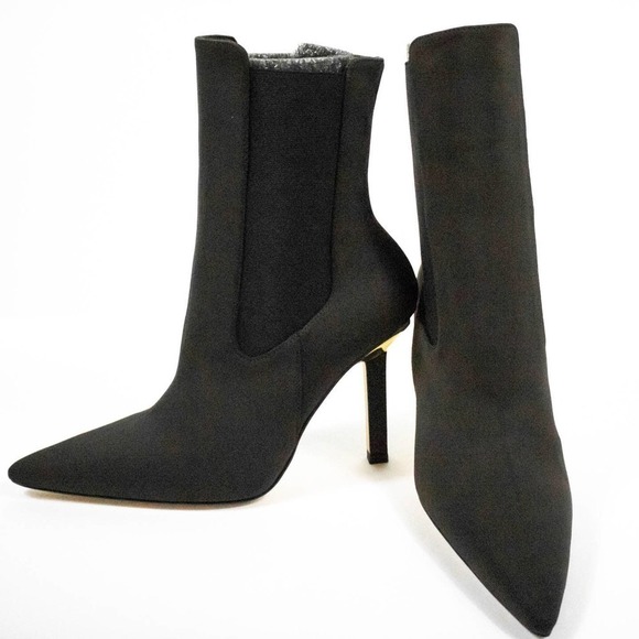 Good American Brown Chelsea Pointed Toe Heeled Ankle Boots Booties Size 7.5 - Picture 8 of 12